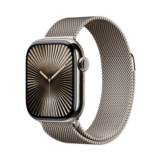 Apple Watch Series 10 GPS + Cellular 46mm Natural Titanium Case with Natural Milanese Loop - S/M (MC7Q4)