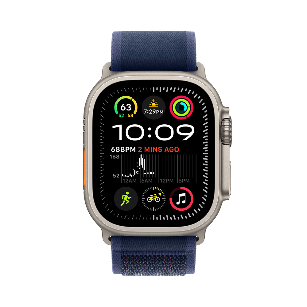 Apple Watch Ultra 2 GPS + Cellular 49mm Natural Titanium Case with Blue Trail Loop - M/L (MX4L3)