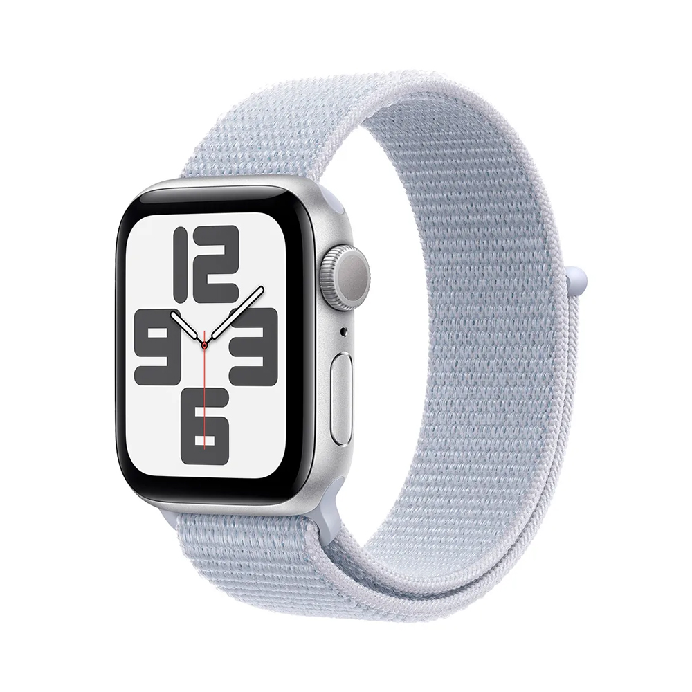 Apple Watch SE 2 GPS 44mm Silver Aluminium Case w. Blue Cloud Sport Loop (MXET3)