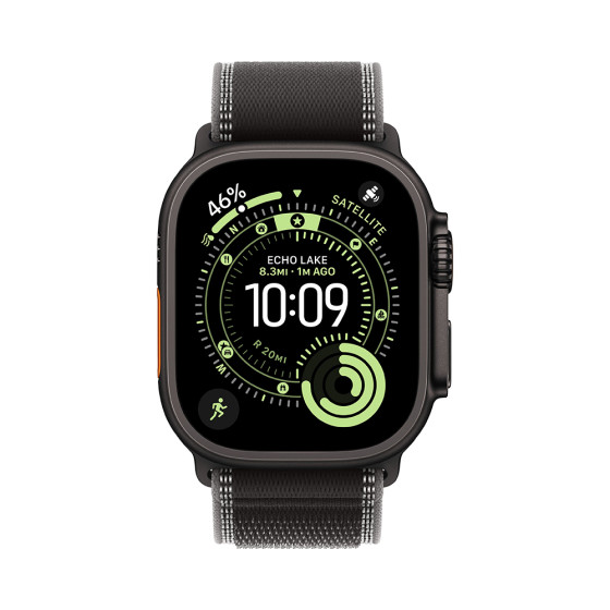 Apple Watch Ultra 3 GPS + Cellular 49mm Black Tit. Case w. Black/Charcoal Trail Loop - S/M (MF1D4)