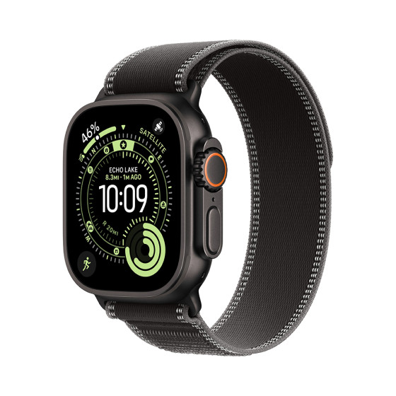 Apple Watch Ultra 3 GPS + Cellular 49mm Black Tit. Case w. Black/Charcoal Trail Loop - S/M (MF1D4)