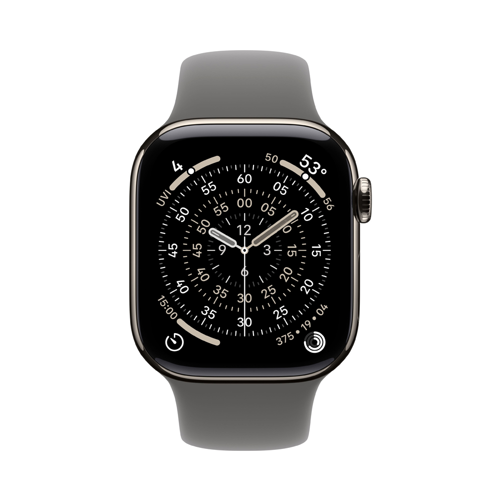 Apple Watch Series 11 GPS + Cellular 42mm Natural Tit. Case w. Stone Gray Sport Band - M/L (MF8N4)