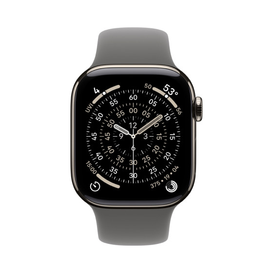Apple Watch Series 11 GPS + Cellular 42mm Natural Tit. Case w. Stone Gray Sport Band - M/L (MF8N4)