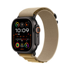 Apple Watch Ultra 2 GPS + Cellular 49mm Black Titanium Case with Tan Alpine Loop - Small (MYQ03)