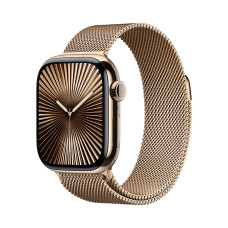 Apple Watch Series 10 GPS + Cellular 42mm Gold Titanium Case w. Gold Milanese Loop (MX083)