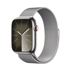 Apple Watch Series 9 GPS + Cellular 41mm Silver Stainless Steel Case with Silver Milanese Loop (MRJ43)
