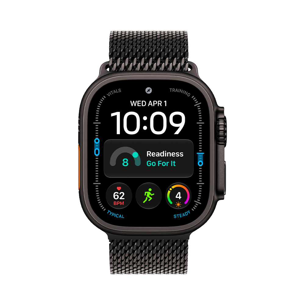 Apple Watch Ultra 4 GPS + Cellular 49mm Black Titanium Case with Black Titanium Milanese Loop - Medium (MJAV4)