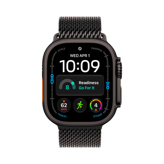 Apple Watch Ultra 4 GPS + Cellular 49mm Black Titanium Case with Black Titanium Milanese Loop - Medium (MJAV4)