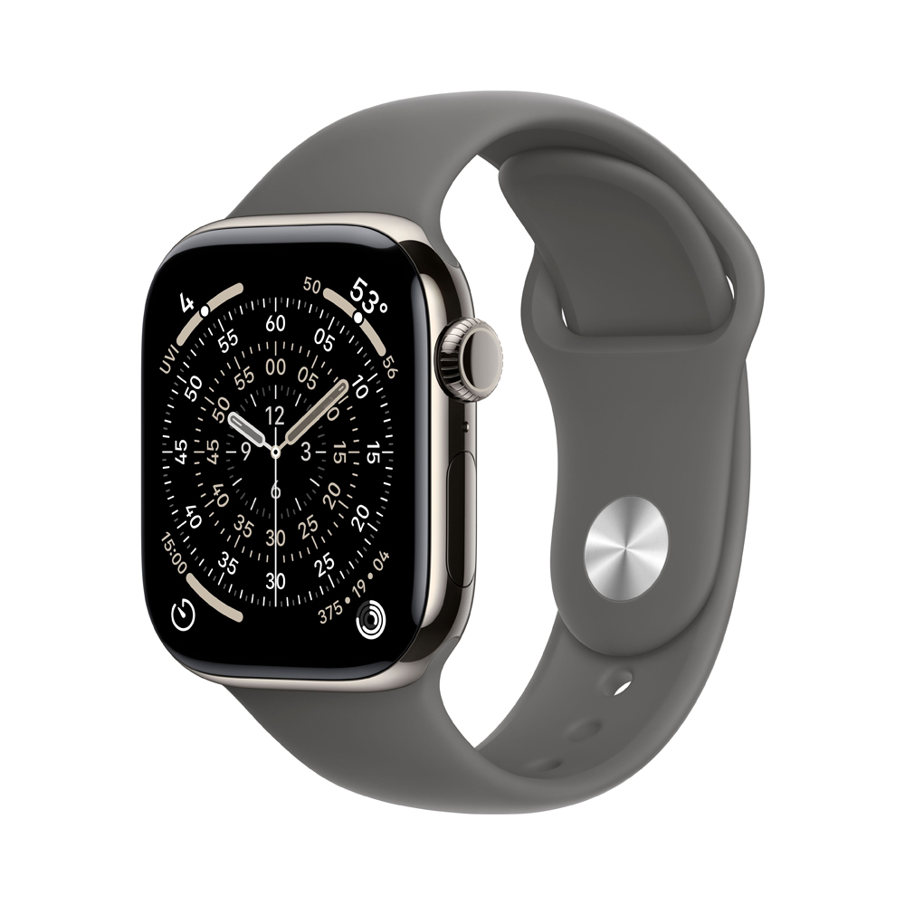 Apple Watch Series 11 GPS + Cellular 42mm Natural Tit. Case w. Stone Gray Sport Band - M/L (MF8N4)