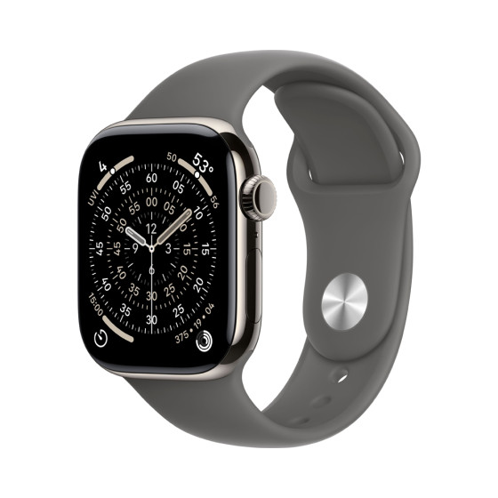 Apple Watch Series 11 GPS + Cellular 42mm Natural Tit. Case w. Stone Gray Sport Band - M/L (MF8N4)
