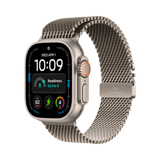 Apple Watch Ultra 4 GPS + Cellular 49mm Natural Titanium Case with Natural Titanium Milanese Loop - Small (MJA84)