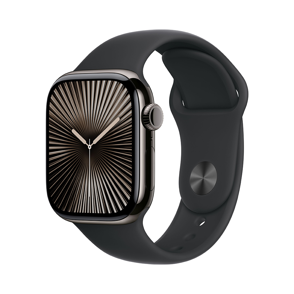 Apple Watch Series 10 GPS + Cellular 46mm Slate Titanium Case w. Black Sport Band - S/M (MWYD3)