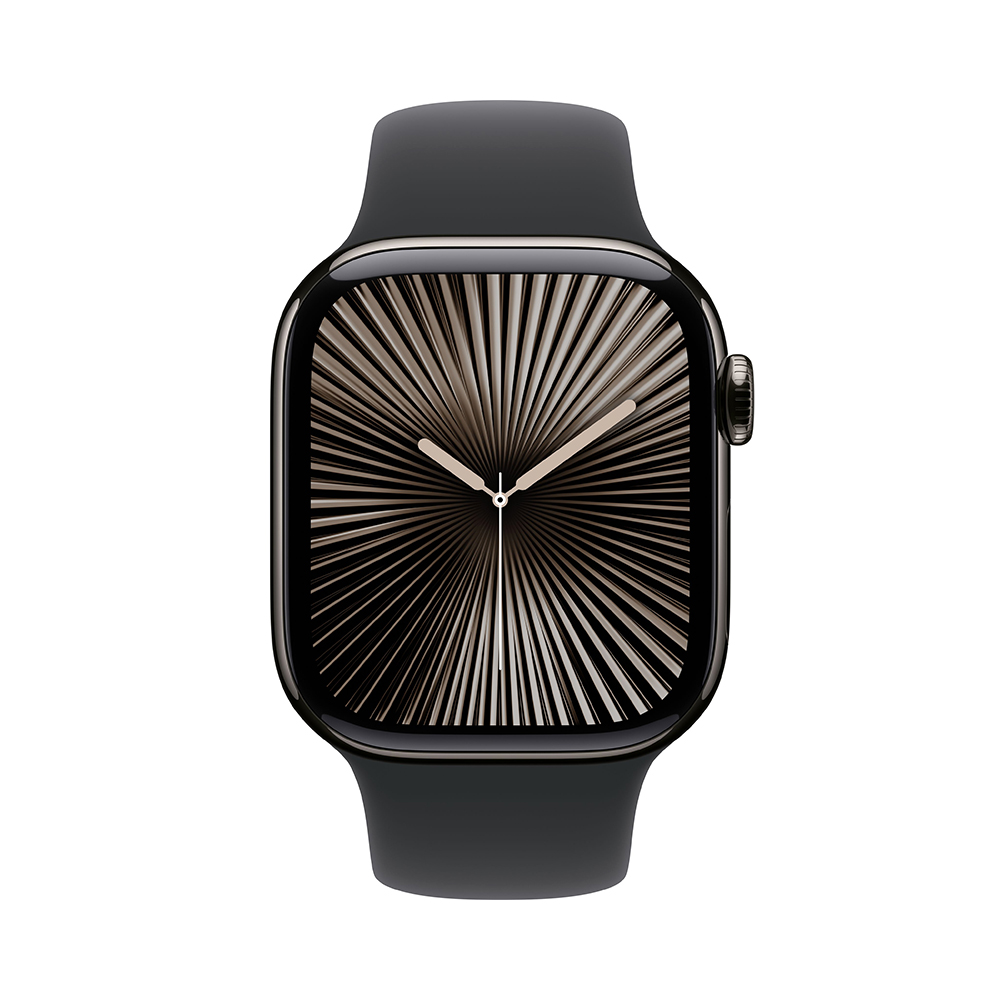 Apple Watch Series 10 GPS + Cellular 46mm Slate Titanium Case w. Black Sport Band - S/M (MWYD3)