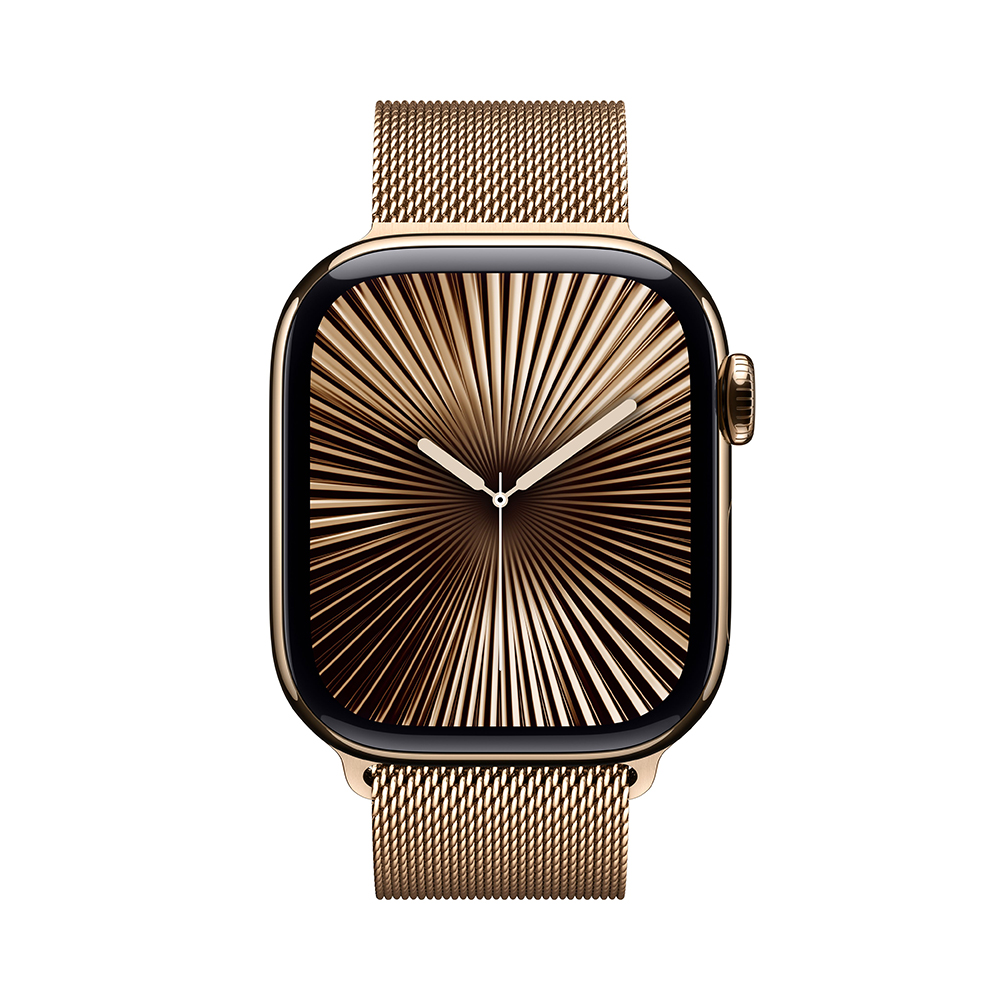 Apple Watch Series 10 GPS + Cellular 46mm Gold Titanium Case w. Gold Milanese Loop - M/L (MX003)