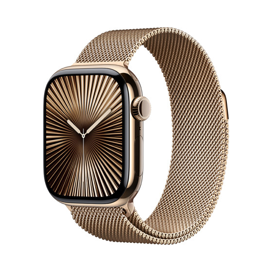Apple Watch Series 10 GPS + Cellular 46mm Gold Titanium Case w. Gold Milanese Loop - M/L (MX003)