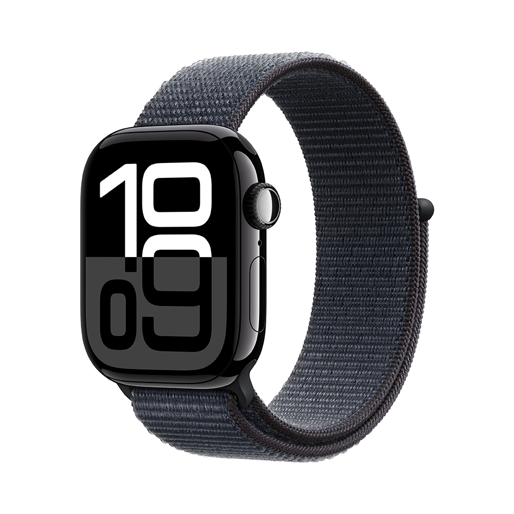 Apple Watch Series 10 GPS + Cellular 46mm Jet Black Aluminum Case w. Ink Sport Loop (MWY53)