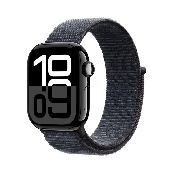 Apple Watch Series 10 GPS + Cellular 46mm Jet Black Aluminum Case w. Ink Sport Loop (MWY53)