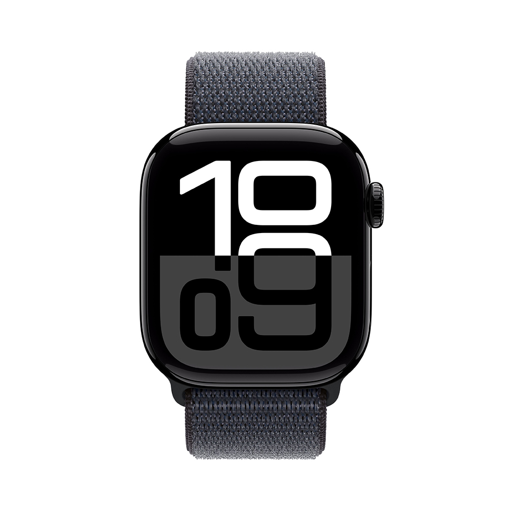 Apple Watch Series 10 GPS + Cellular 46mm Jet Black Aluminum Case w. Ink Sport Loop (MWY53)