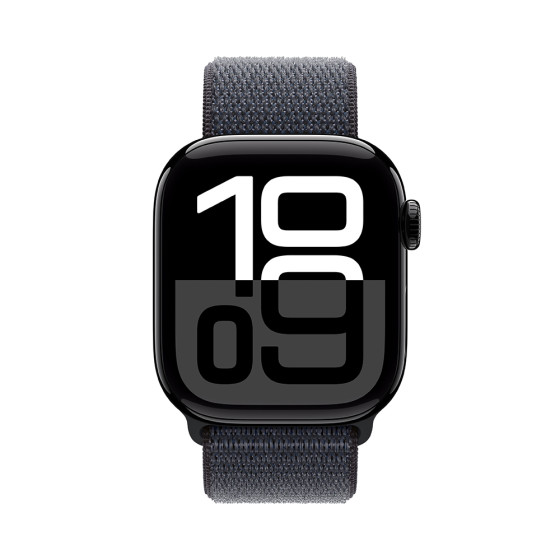 Apple Watch Series 10 GPS + Cellular 46mm Jet Black Aluminum Case w. Ink Sport Loop (MWY53)
