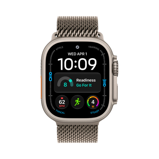 Apple Watch Ultra 4 GPS + Cellular 49mm Natural Titanium Case with Natural Titanium Milanese Loop - Small (MJA84)