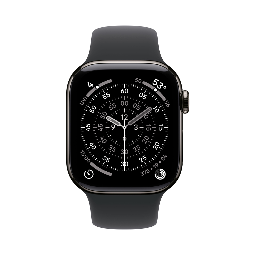 Apple Watch Series 11 GPS + Cellular 46mm Slate Tit. Case w. Black S. Band - M/L (MFD24)
