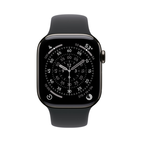Apple Watch Series 11 GPS + Cellular 46mm Slate Tit. Case w. Black S. Band - M/L (MFD24)