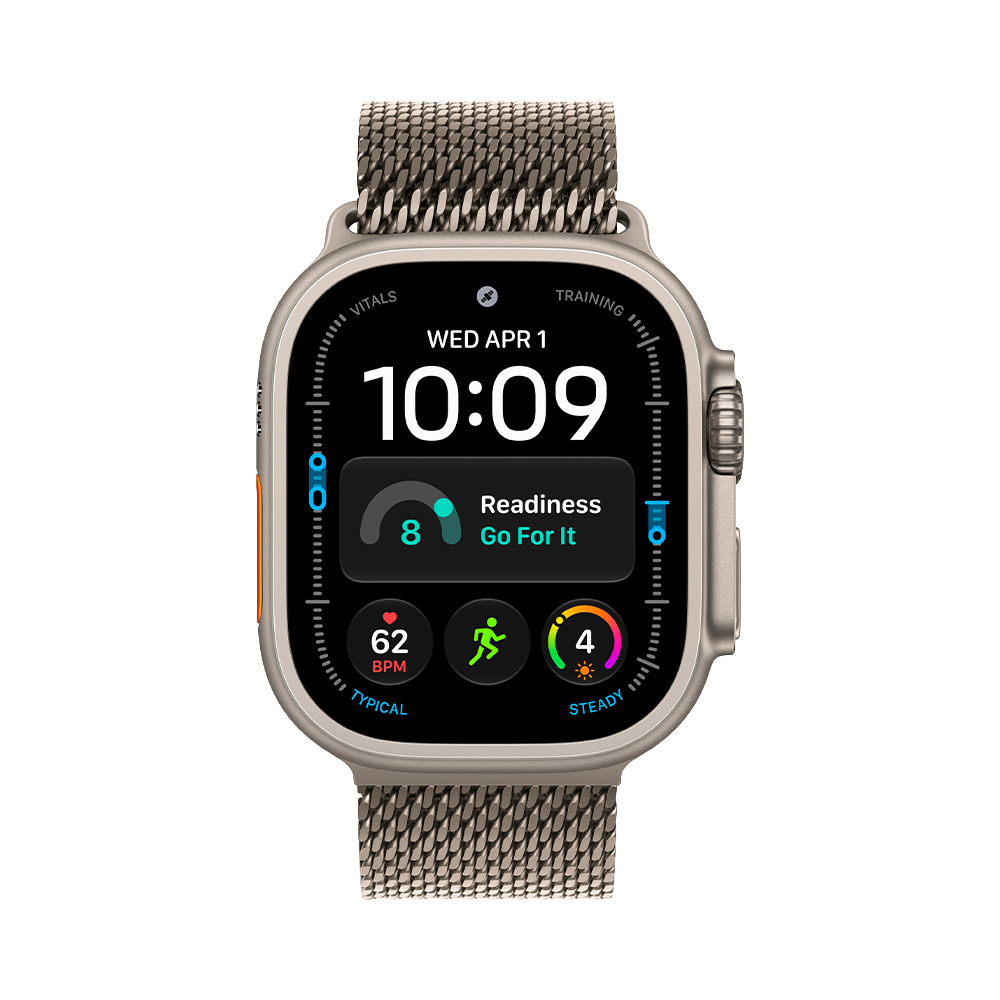 Apple Watch Ultra 4 GPS + Cellular 49mm Natural Titanium Case with Natural Titanium Milanese Loop - Medium (MJA94)