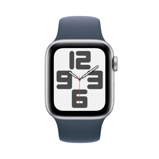 Apple Watch SE 2 GPS 40mm Silver Aluminum Case with Storm Blue Sport Band - S/M (MRE13)