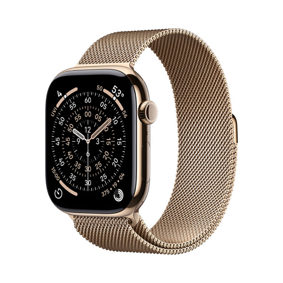 Apple Watch Series 11 GPS + Cellular 46mm Gold Tit. Case w. Gold Milanese Loop - S/M (MFD74)