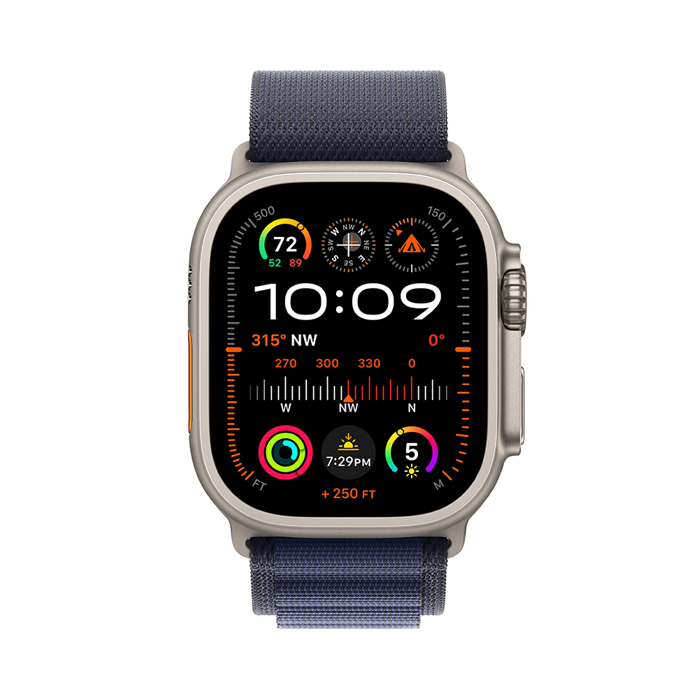 Apple Watch Ultra 2 GPS + Cellular 49mm Natural Titanium Case with Navy Alpine Loop - Large (MXN03)