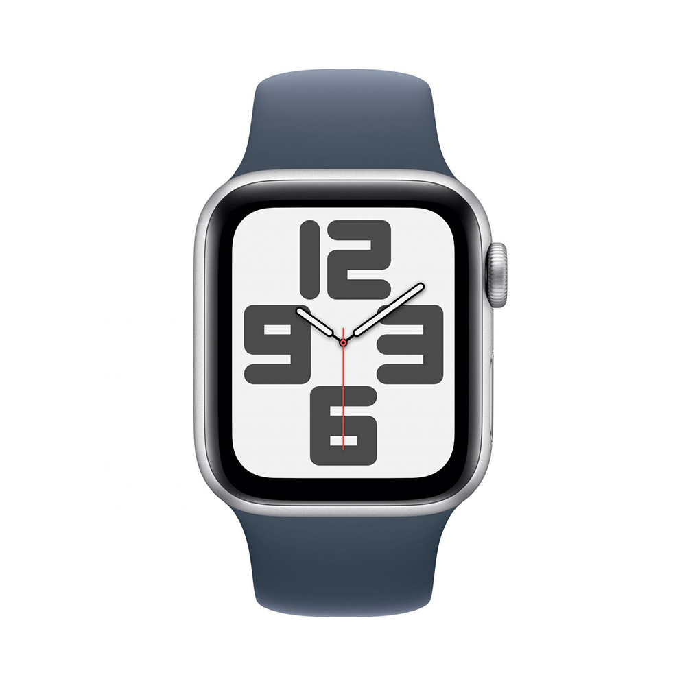 Apple Watch SE 2 GPS 40mm Silver Aluminum Case with Storm Blue Sport Band - M/L (MRE23)
