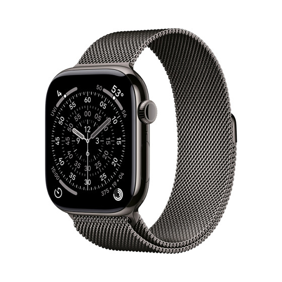 Apple Watch Series 11 GPS + Cellular 46mm Slate Tit. Case w. Slate Milanese Loop - S/M (MFD34)
