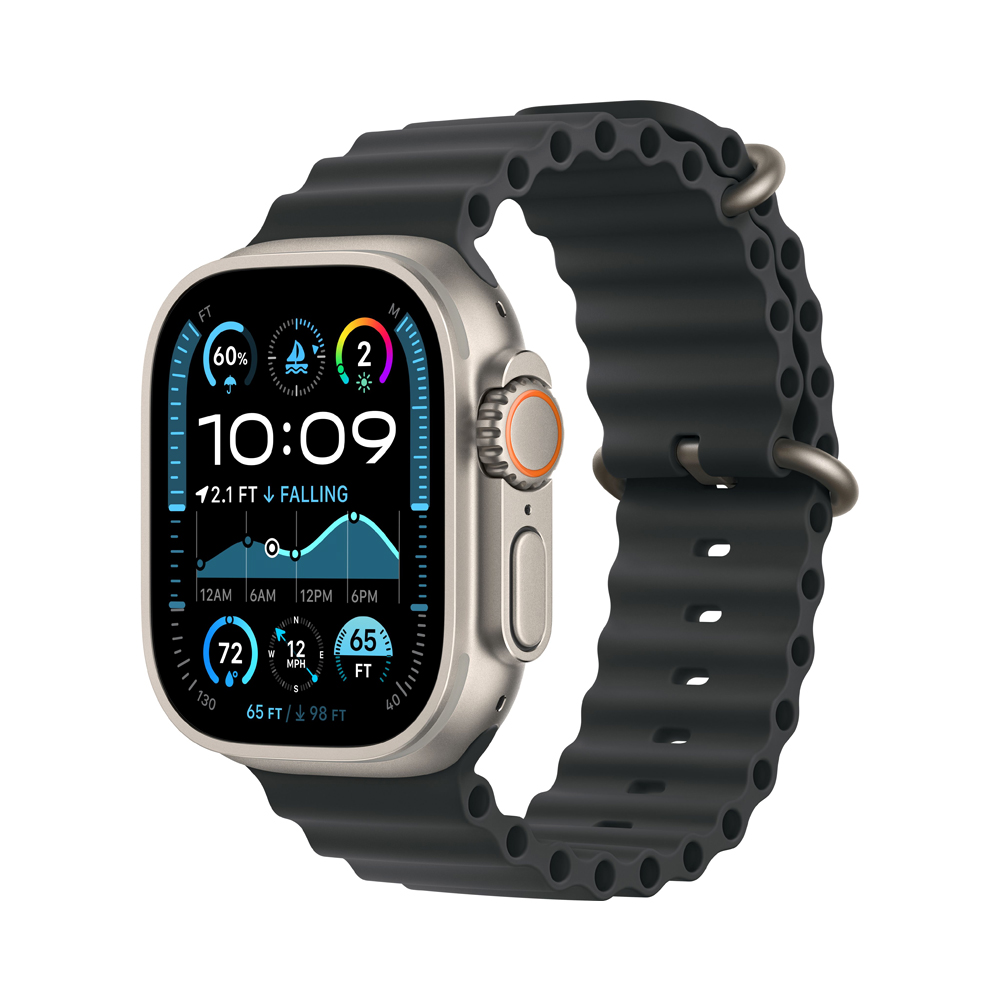Apple Watch Ultra 2 GPS + Cellular 49mm Natural Titanium Case w. Black Ocean Band (MXTL3)