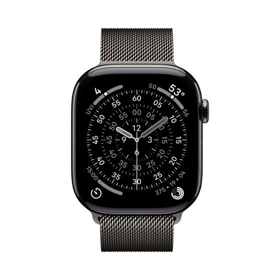 Apple Watch Series 11 GPS + Cellular 46mm Slate Tit. Case w. Slate Milanese Loop - S/M (MFD34)