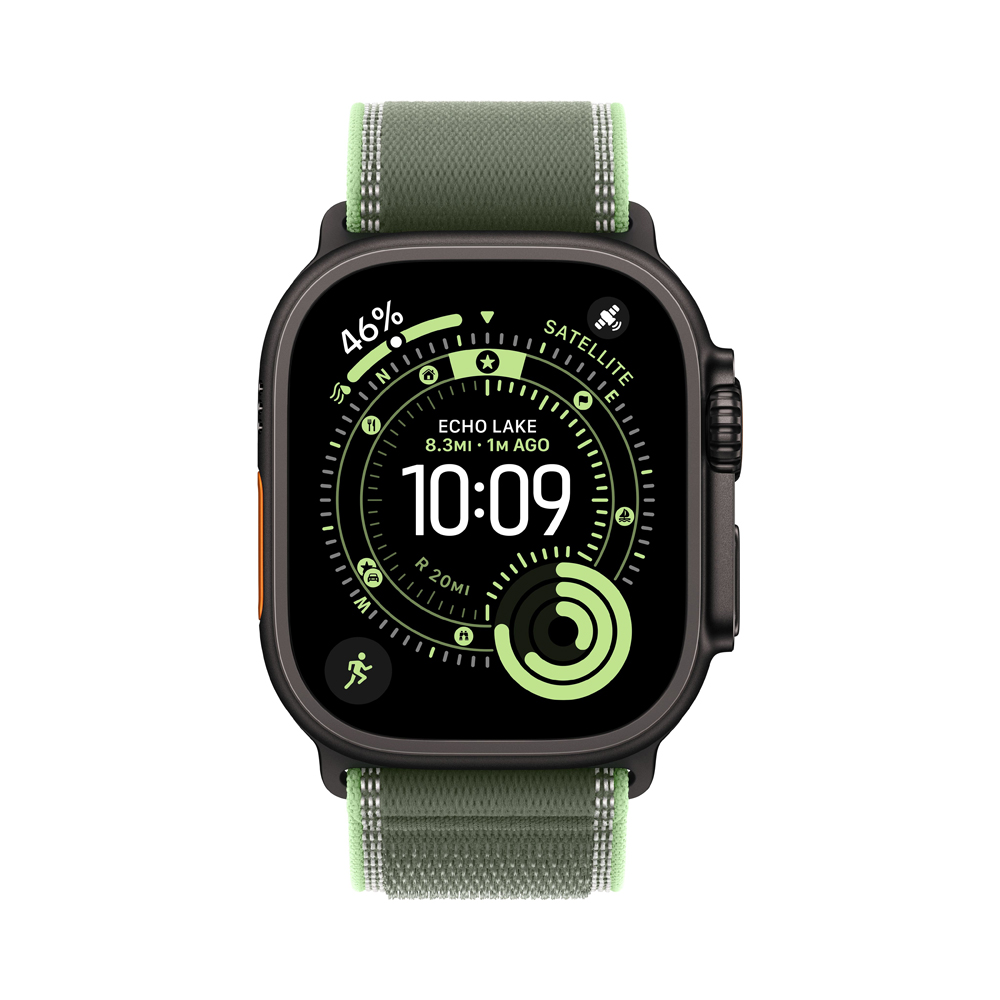 Apple Watch Ultra 3 GPS + Cellular 49mm Black Tit. Case w. Green/Neon Trail Loop - S/M (MG9N4)