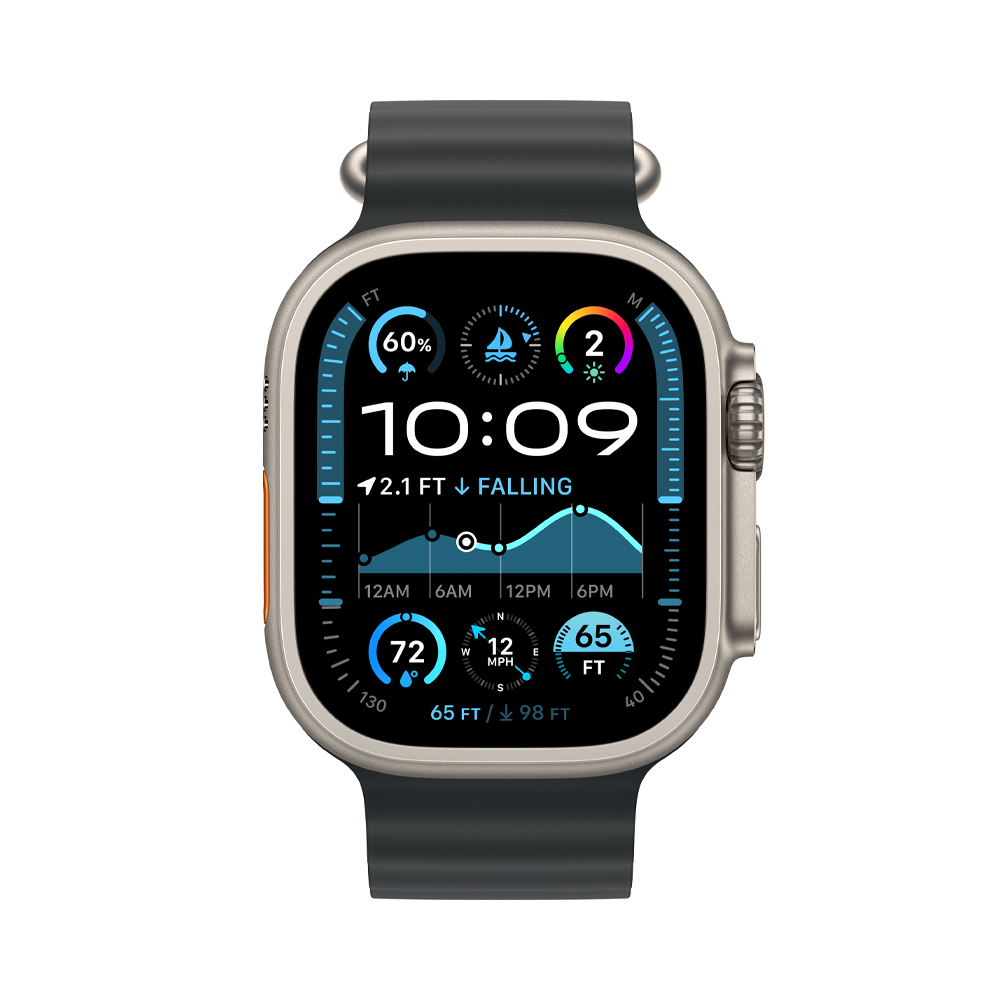 Apple Watch Ultra 2 GPS + Cellular 49mm Natural Titanium Case w. Black Ocean Band (MXTL3)