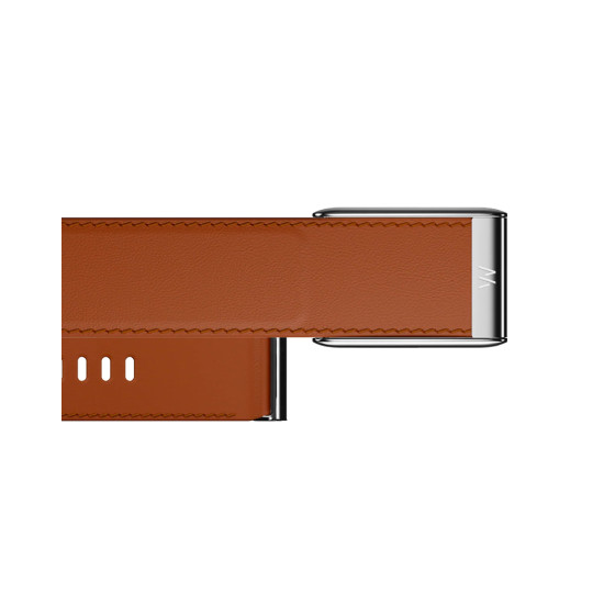 WHOOP LeatherLuxe Straight Band | Chestnut/Cream with Titanium - Size S для WHOOP 5.0 (810114362150)