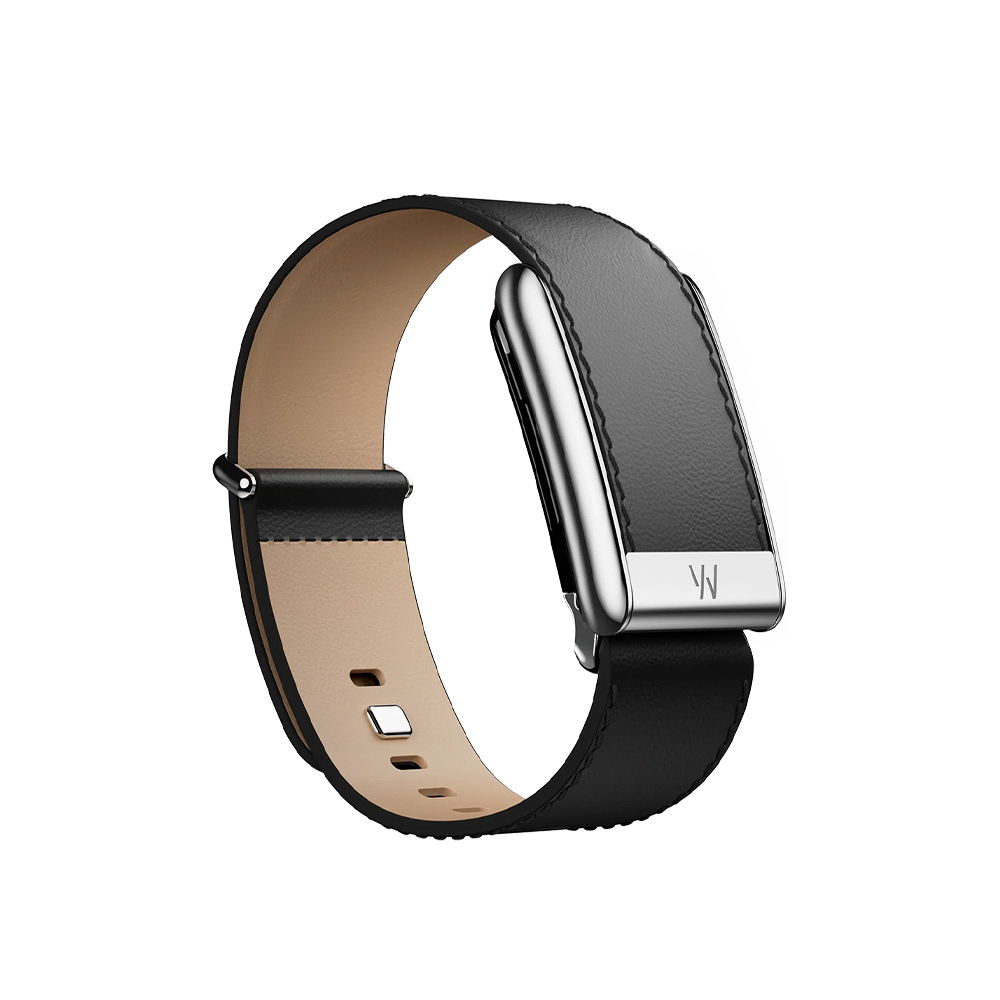 WHOOP LeatherLuxe Straight Band | Black/Cream with Titanium - Size S для WHOOP 5.0 (810114362129)