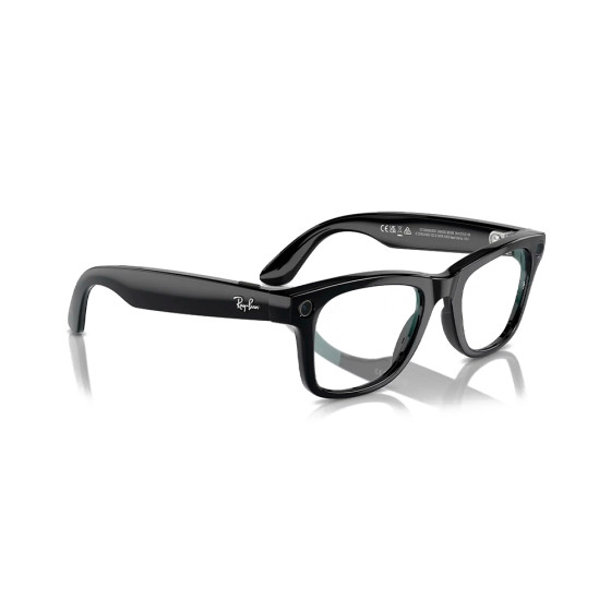 Ray-Ban Meta Wayfarer Shiny Black Frame Clear Lenses (RW4006 601/SB 50-22)