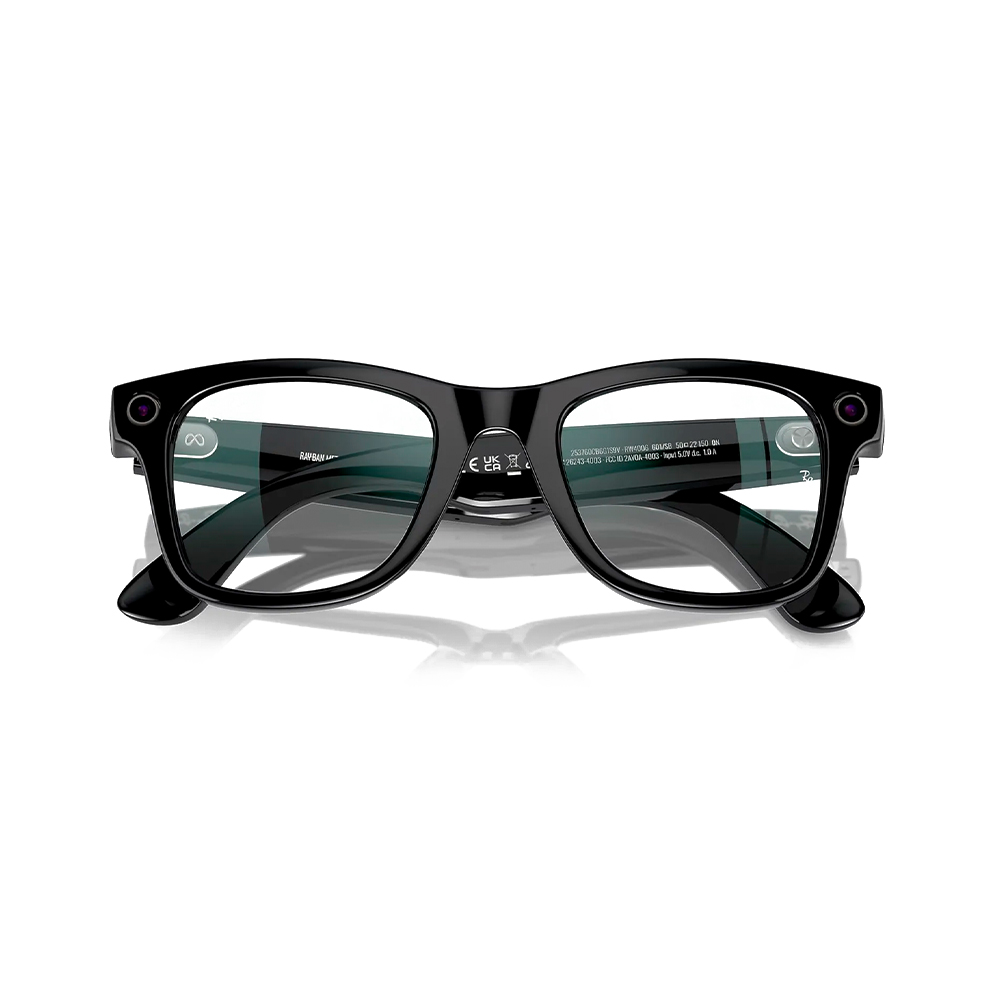 Ray-Ban Meta Wayfarer Shiny Black Frame Clear Lenses (RW4006 601/SB 50-22)