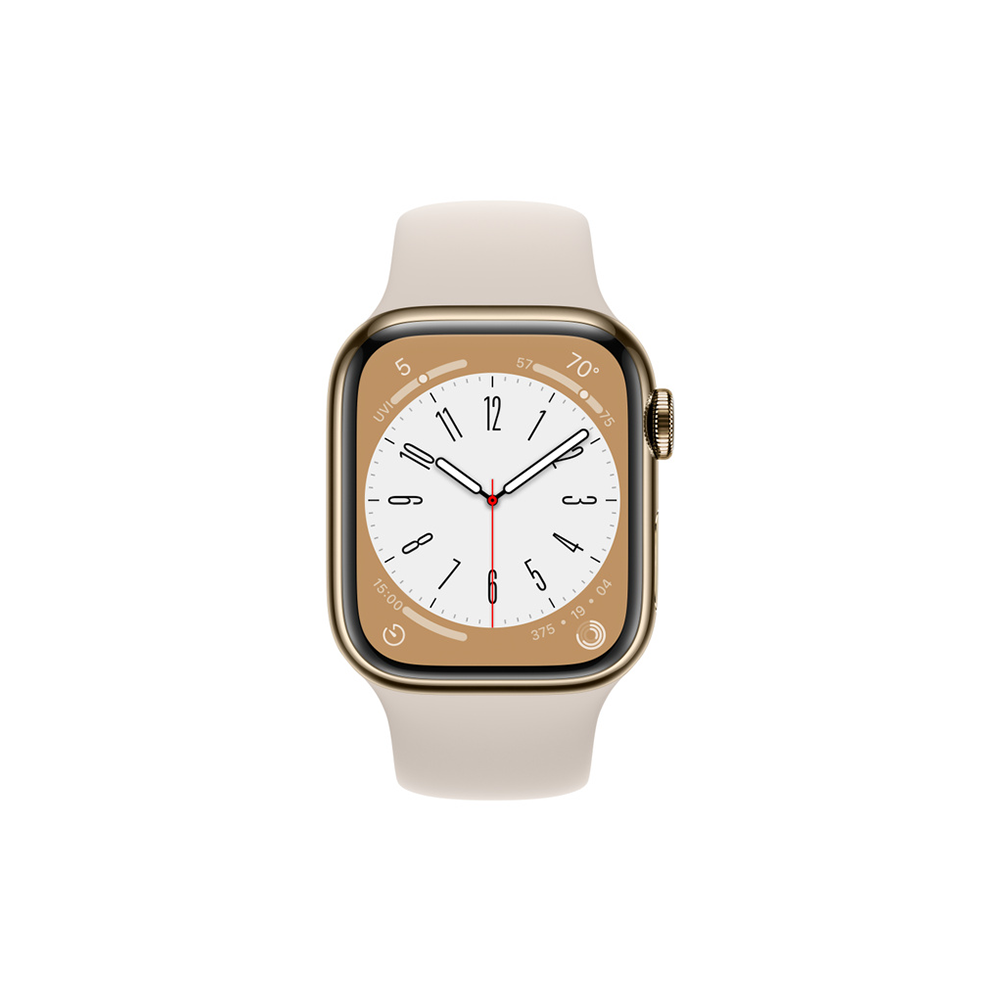 Apple Watch Series 8 GPS + Cellular 45mm Gold Stainless Steel Case with Starlight Sport Band