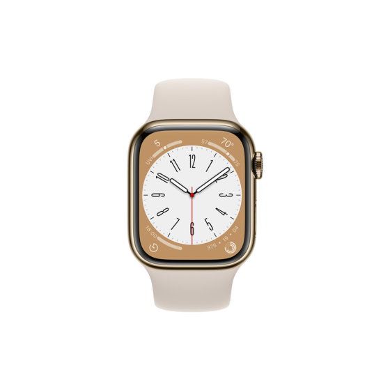 Apple Watch Series 8 GPS + Cellular 45mm Gold Stainless Steel Case with Starlight Sport Band