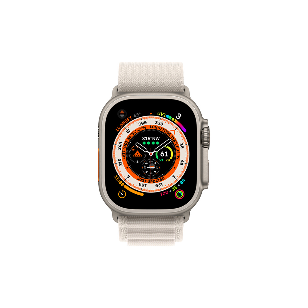 Apple Watch Ultra GPS + Cellular 49mm Titanium Case with Starlight Alpine Loop - Medium