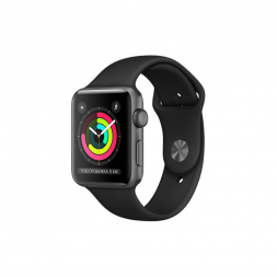 Apple Watch 3 38mm Space Gray Aluminum Case with Black Sport Band