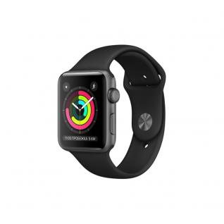 Apple Watch 3 42mm Space Gray Aluminum Case with Black Sport Band