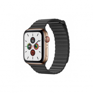 Apple Watch 5 44mm 4G Gold Steel with Black Leather Loop