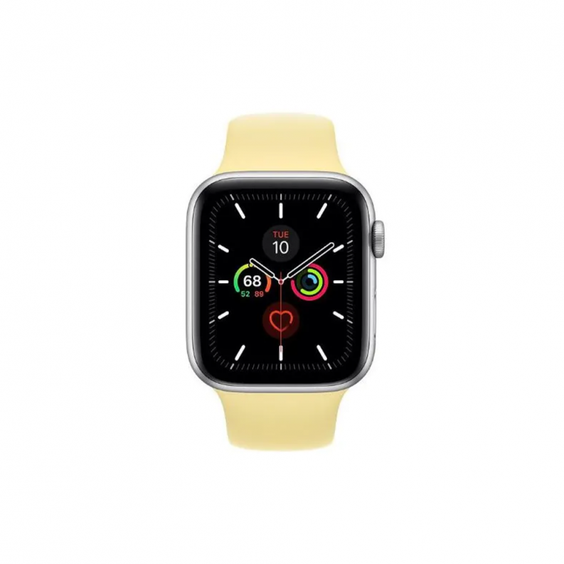 Apple Watch 5 44mm Silver Aluminum Case with Lemon Cream Sport Band, фото 3