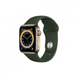 Apple Watch 6 4G 44mm Gold Stainless Steel Case with Cyprus Green Sport Band