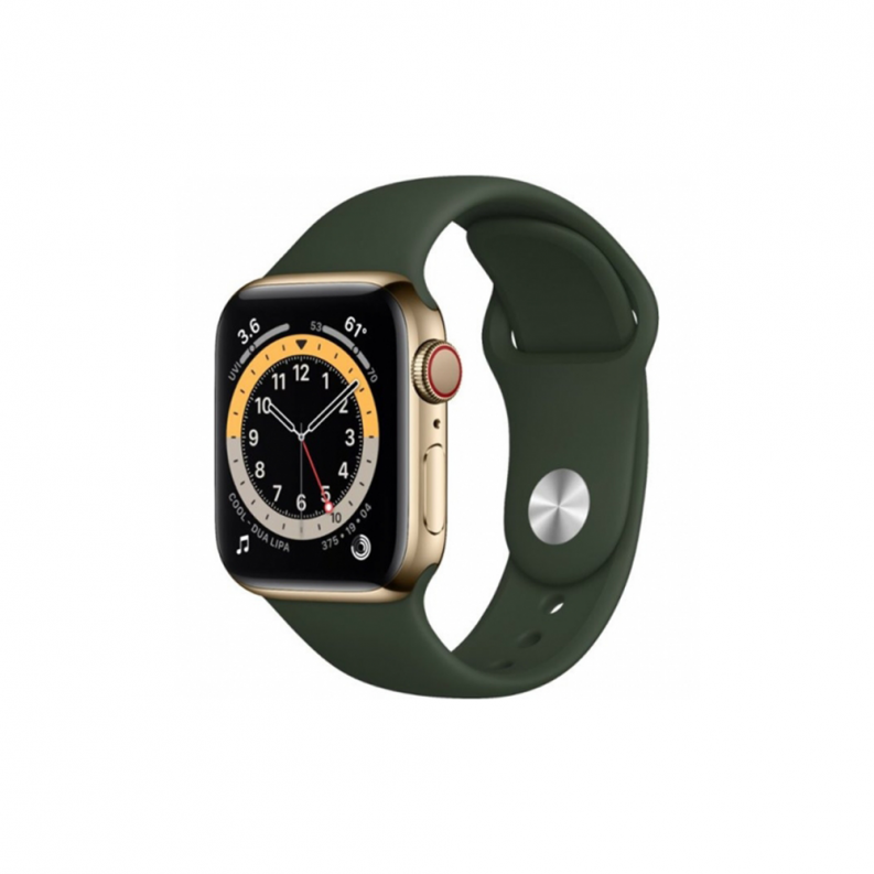 Apple Watch 6 4G 40mm Gold Stainless Steel Case with Cyprus Green Sport Band