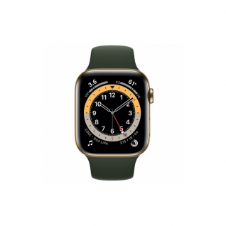 Apple Watch 6 4G 44mm Gold Stainless Steel Case with Cyprus Green Sport Band